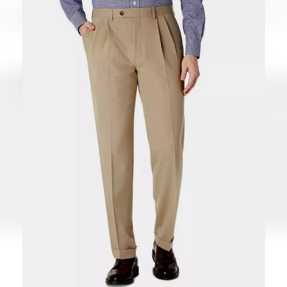 Lauren Ralph Lauren Mens Pants Size 33 x 32 Tan Ultra Flex Classic Fit Trouser